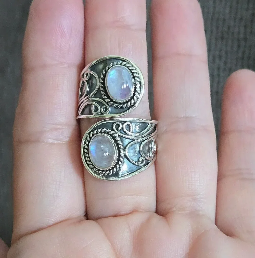 Shivam Rainbow🌈 Moonstone🌛 Bypass Ring💍 - NWT